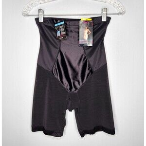 MAIDENFORM High Waist Thigh Slimmer Womens M Firm Control Black Shapewear NEW